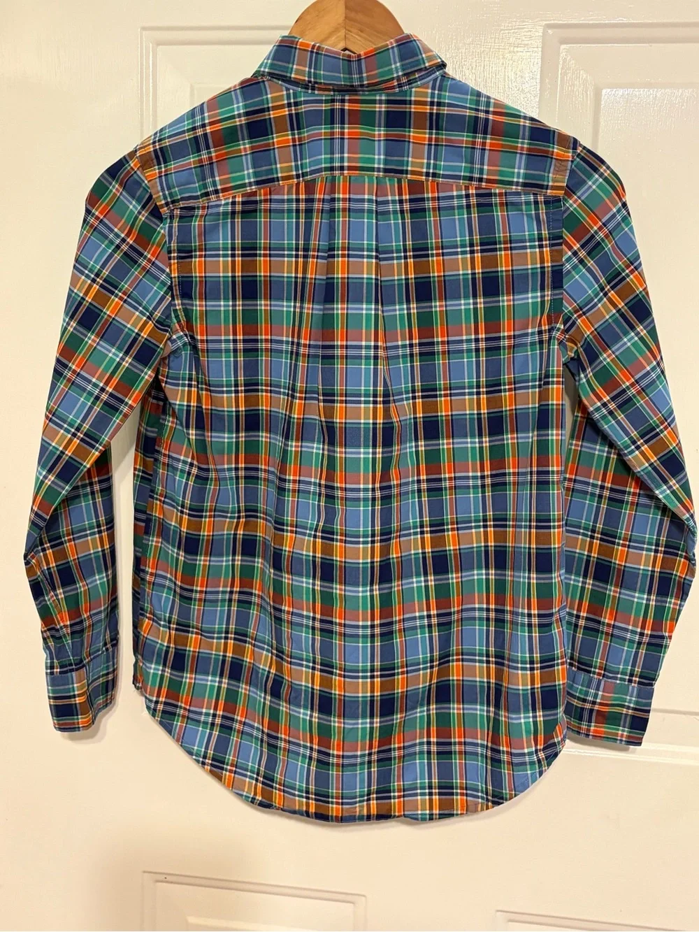 Ralph Lauren Gorgeous Blue/Orange/Green Plaid Long-Sleeve Button Down Size 10-12